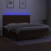 Cama box spring colchón luces LED tela marrón oscuro 200x200 cm