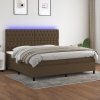 Cama box spring colchón luces LED tela marrón oscuro 200x200 cm