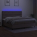 Cama box spring colchón y luces LED tela gris taupe 200x200 cm