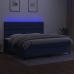 Cama box spring colchón y luces LED tela azul 200x200 cm