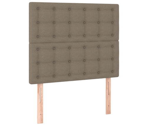 Cama box spring colchón y luces LED gris taupe 80x200 cm