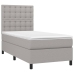 Cama box spring colchón y luces LED tela gris claro 90x190 cm
