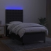 Cama box spring colchón y luces LED tela negro 90x190 cm