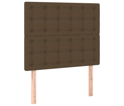Cama box spring colchón luces LED tela marrón oscuro 100x200cm