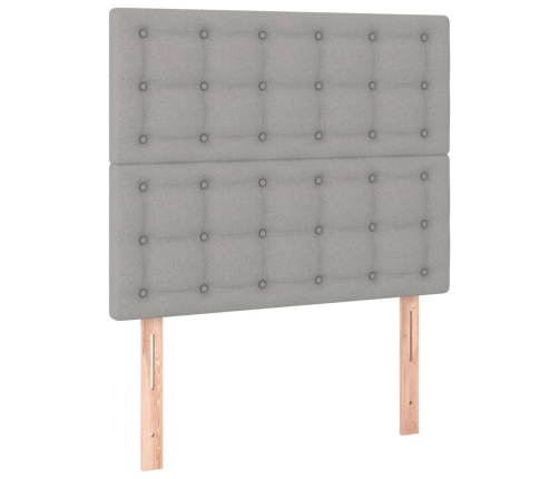 Cama box spring con colchón tela y LED gris claro 120x200 cm