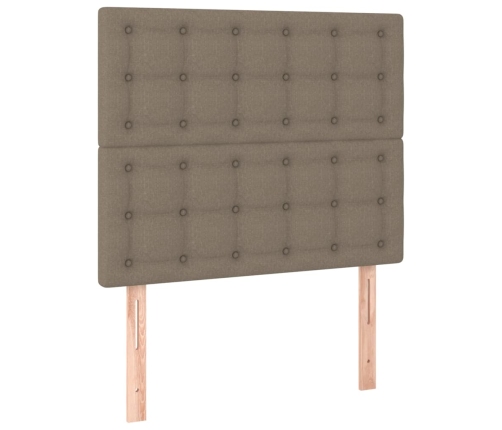 Cama box spring con colchón y LED tela gris taupe 120x200 cm