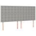Cama box spring colchón y luces LED tela gris claro 160x200 cm