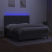 Cama box spring colchón y luces LED tela gris oscuro 160x200 cm