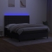 Cama box spring colchón y luces LED tela negro 160x200 cm