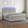 Cama box spring colchón y luces LED tela gris claro 180x200 cm