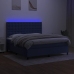 vidaXL Cama box spring colchón y luces LED tela azul 180x200 cm