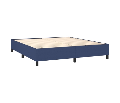 vidaXL Cama box spring colchón y luces LED tela azul 180x200 cm