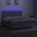 Cama box spring con colchón tela y LED gris claro 200x200 cm