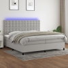 Cama box spring con colchón tela y LED gris claro 200x200 cm