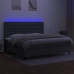 Cama box spring colchón y luces LED tela gris claro 200x200 cm