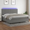 Cama box spring colchón y luces LED tela gris claro 200x200 cm