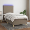 Cama box spring colchón y luces LED gris taupe 80x200 cm