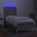 Cama box spring colchón y luces LED tela gris claro 90x200 cm