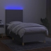 Cama box spring colchón y luces LED tela gris claro 100x200 cm
