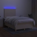 Cama box spring con colchón y LED tela crema 120x200 cm