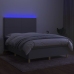 Cama box spring colchón y luces LED tela gris claro 140x190 cm