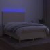 Cama box spring colchón y luces LED tela crema 140x190 cm