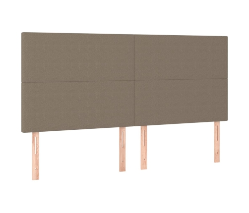 Cama box spring colchón y luces LED tela gris taupe 160x200 cm