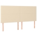 Cama box spring colchón y luces LED tela crema 180x200 cm