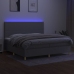 Cama box spring con colchón tela y LED gris claro 200x200 cm