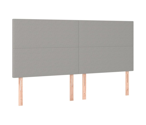 Cama box spring con colchón tela y LED gris claro 200x200 cm