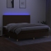 Cama box spring colchón luces LED tela marrón oscuro 200x200 cm