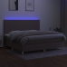 Cama box spring colchón y luces LED tela gris taupe 200x200 cm