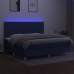 Cama box spring colchón y luces LED tela azul 200x200 cm