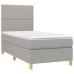Cama box spring colchón y luces LED tela gris claro 80x200 cm