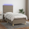 Cama box spring colchón y luces LED gris taupe 80x200 cm