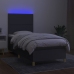 Cama box spring colchón y luces LED tela gris oscuro 90x190 cm