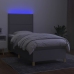 Cama box spring colchón y luces LED tela gris claro 90x200 cm