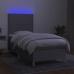 Cama box spring colchón y luces LED tela gris claro 100x200 cm