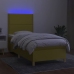 Cama box spring colchón y luces LED tela verde 100x200 cm