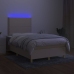 Cama box spring con colchón y LED tela crema 120x200 cm