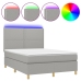 Cama box spring colchón y luces LED tela gris claro 140x190 cm