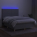 Cama box spring colchón y luces LED tela gris claro 140x190 cm