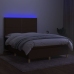 Cama box spring colchón luces LED tela marrón oscuro 140x190 cm