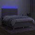 Cama box spring colchón y luces LED tela gris claro 140x200 cm