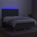 Cama box spring colchón y luces LED tela gris oscuro 140x200 cm