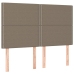 Cama box spring colchón y luces LED tela gris taupe 140x200 cm