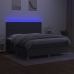 Cama box spring colchón y luces LED tela gris oscuro 180x200 cm