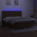 Cama box spring colchón luces LED tela marrón oscuro 200x200 cm