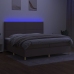 Cama box spring colchón y luces LED tela gris taupe 200x200 cm