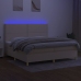 Cama box spring colchón y luces LED tela crema 200x200 cm